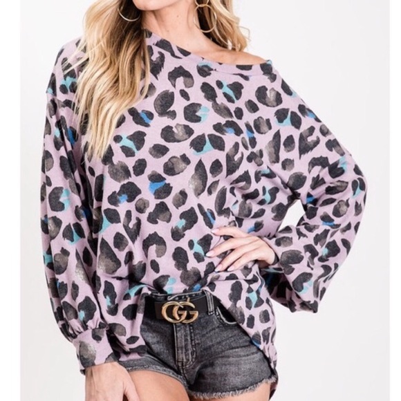 Soft knit leopard print top - Picture 2 of 7